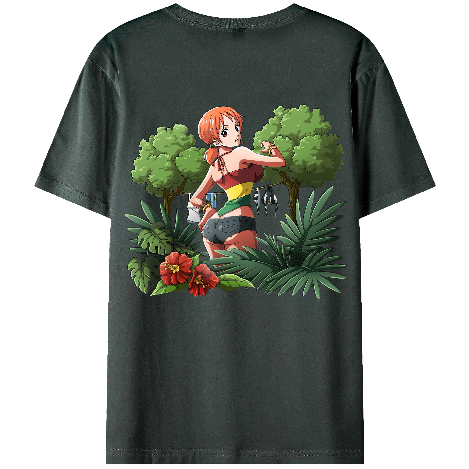 （画像用） ワンピース ナミ ONE PIECE Nami 綿100％ メンズ半袖Tシャツ（バックプリント） 通気性